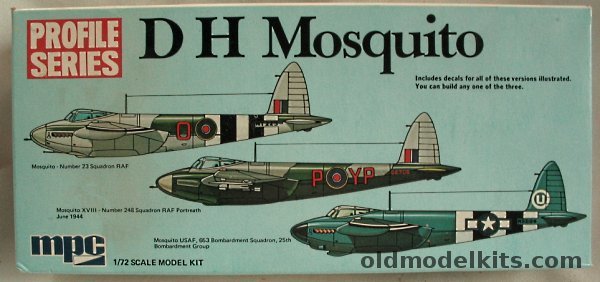 MPC 1/72 De Havilland DH-98 Mosquito - RAF No. 23 Sq / RAF No.248 Sq Portreath '44 / USAF 653 BS 25th BG - Profile Series Issue (Airfix Molds), 21516 plastic model kit